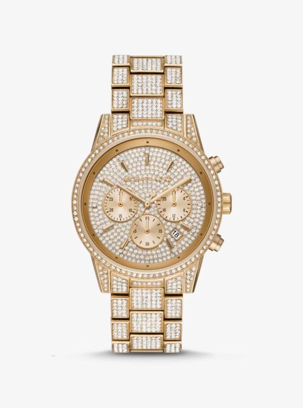 Panske Gold-tone Hodinky Michael Kors Ritz Pavé Zlate - Hodinky Michael Kors Obchod | UIKEO-8401